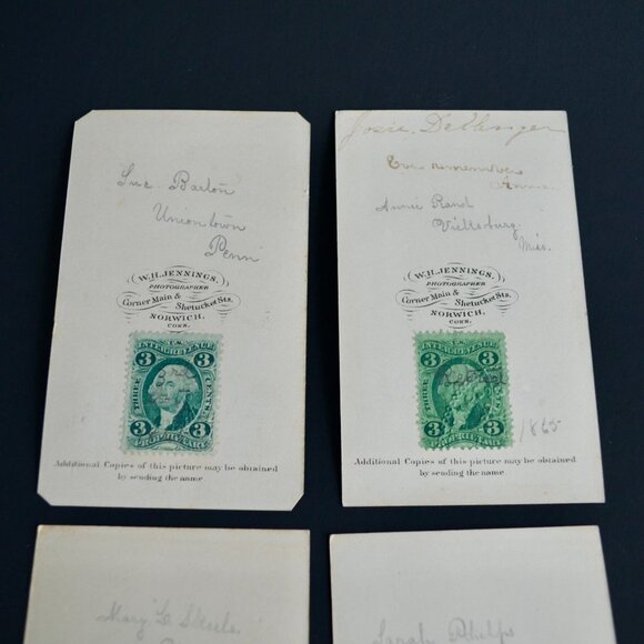 Civil War Era CDV Photos with Tax Stamps Set of 4 Women - Picture 6 of 6